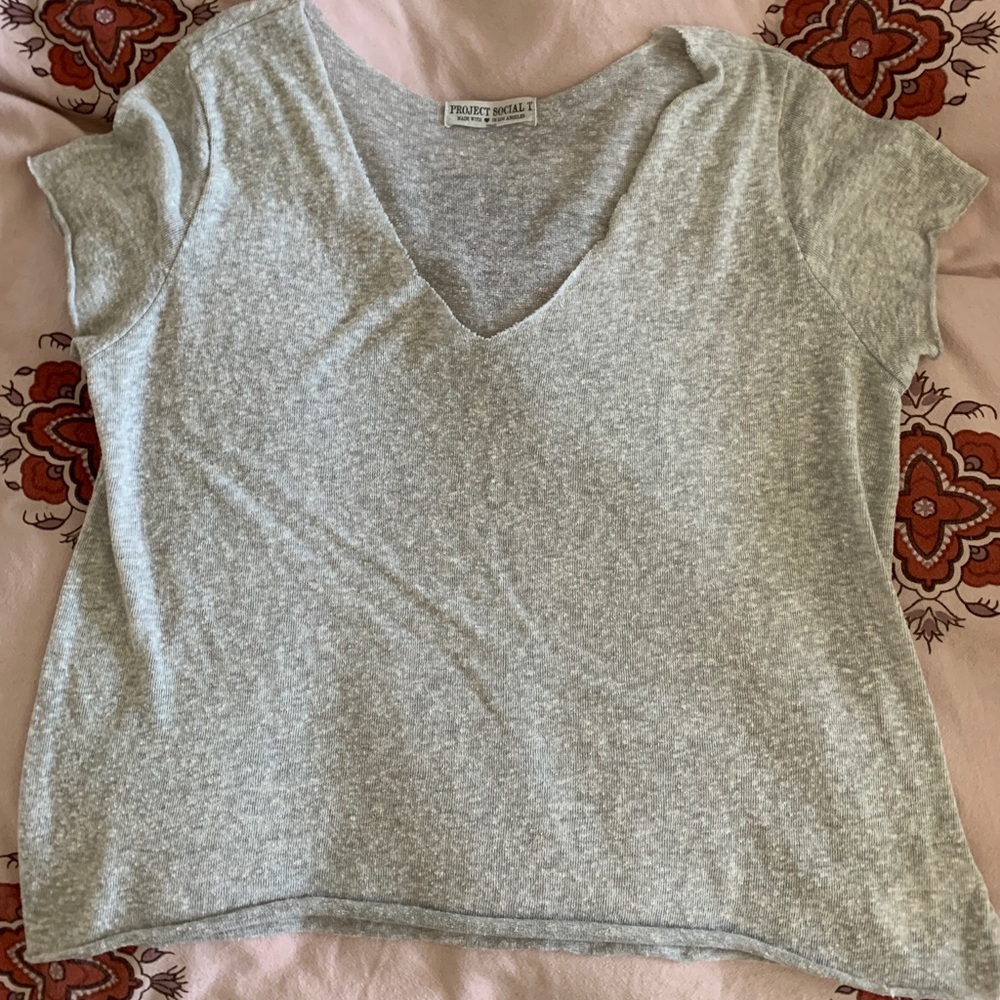 Urban Outfitters Grey V Neck Tee